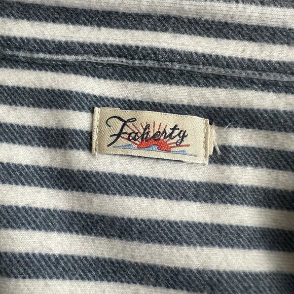 Faherty Legend Sweater Shirt Blue Striped Button-Up Long Sleeve Size Large (?) - Picture 8 of 12